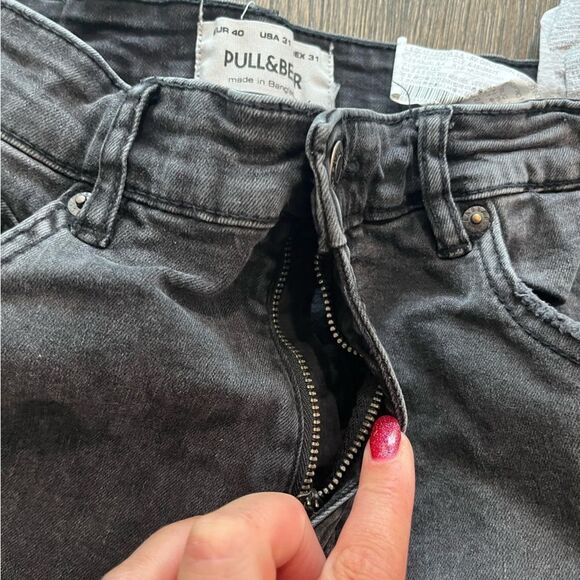 Pull & Bear Skinny Leg Black High Rise Jeans Size 31 - Picture 6 of 10